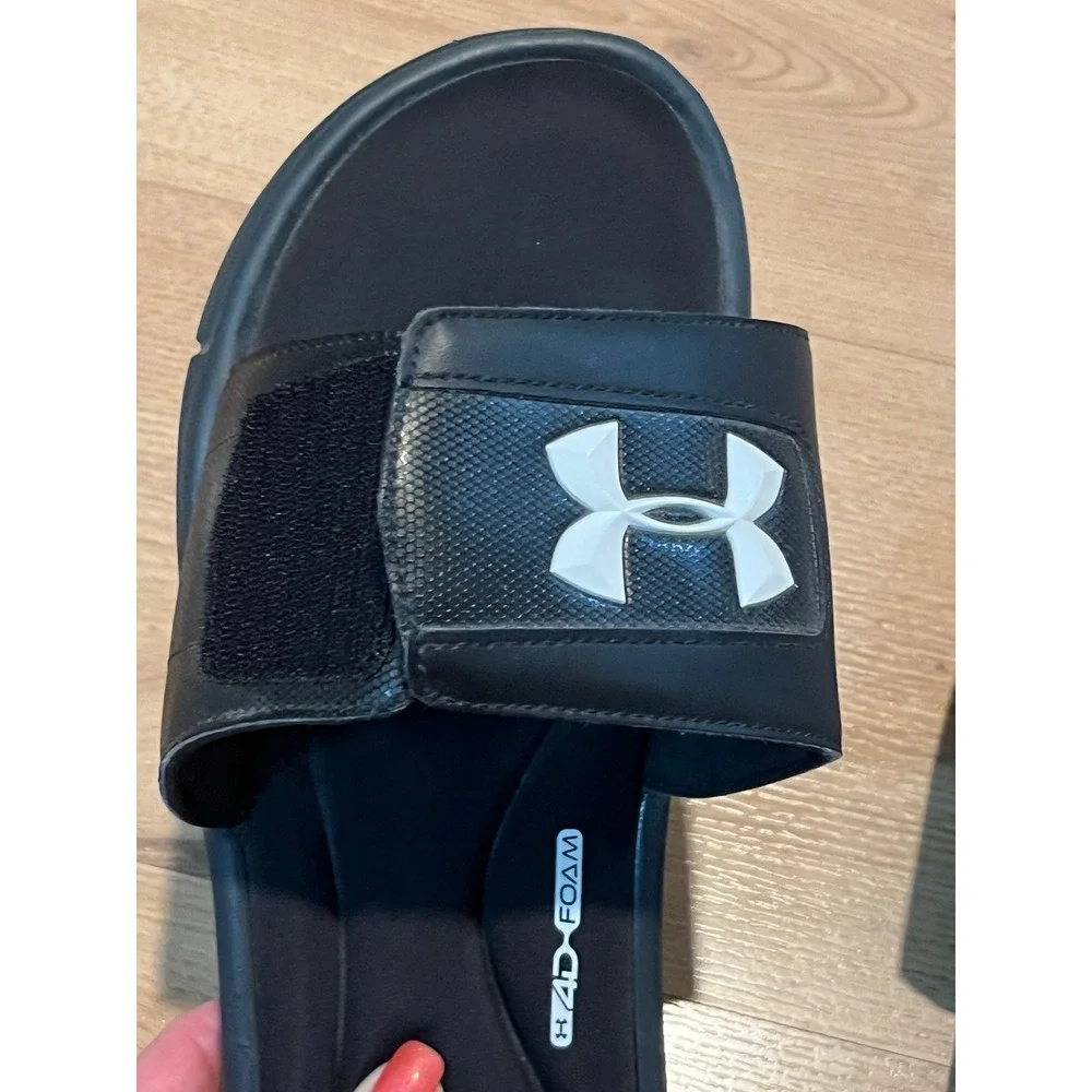 Under Armour Ignite 4D Slide Sandals Mens 13 Black Comfort Recovery Slip-On